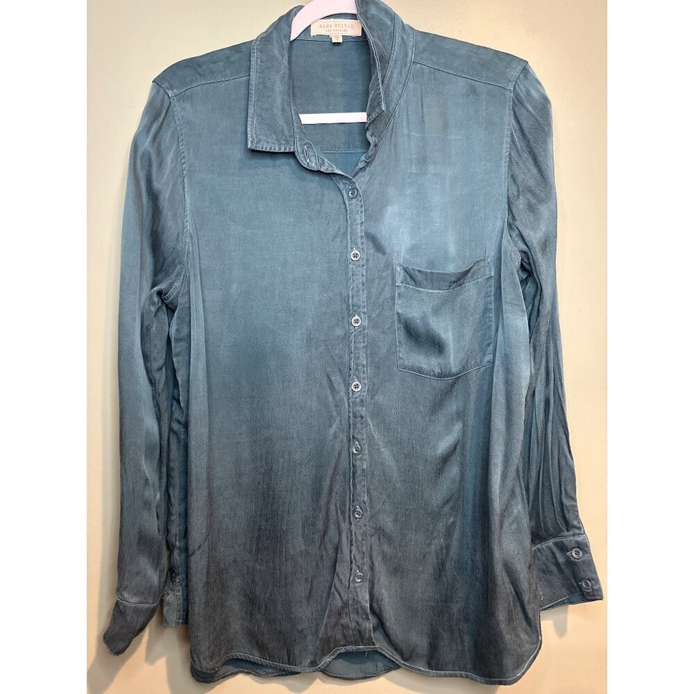 Side Stitch Los Angeles M Green Women's long sleeve top fall closet staple